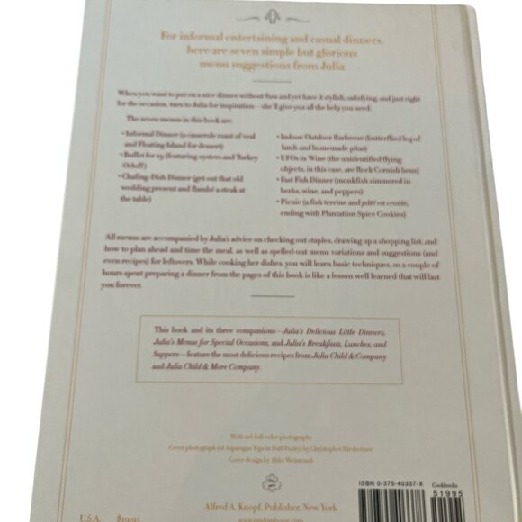 BOOK Julia's Casual Dinners Cookbook Julia Child - Picture 2 of 7